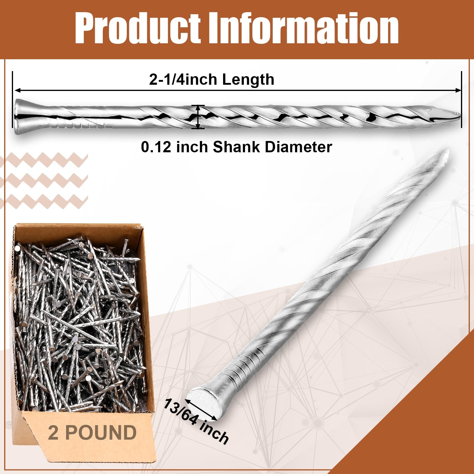 Tandefio 2 Pounds Hardened Flooring Nails 304 Stainless Steel 2-1/4 Inches Sp... gallery