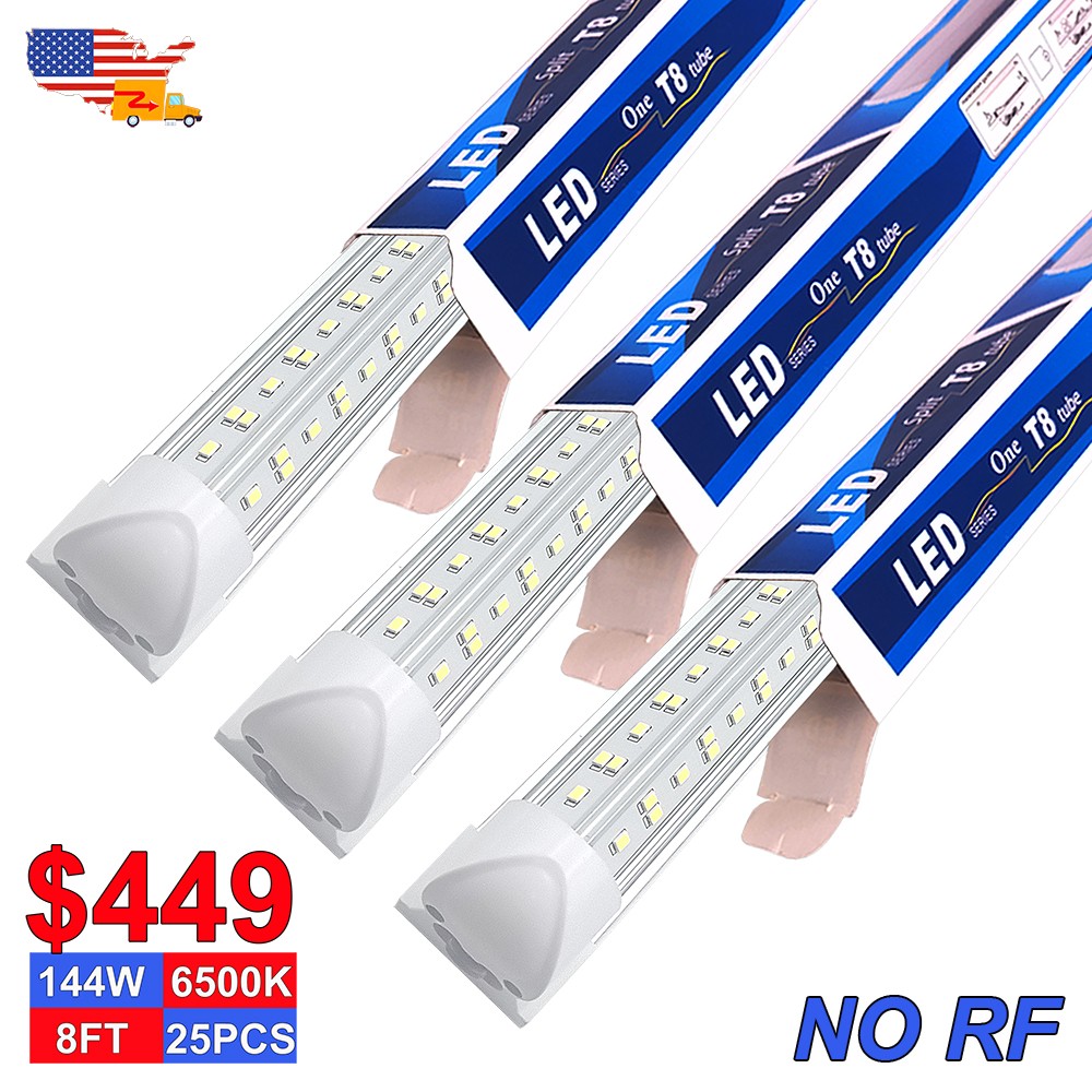 25PCS Clear T8 Integrated 8Ft Led Shop Light 4Row 144 Watt 14400Lms 6500K No RF gallery