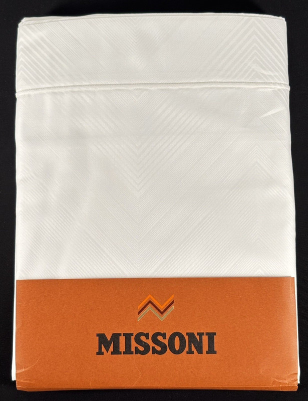 Missoni KING Shadow Zigzag Re-Edition Flat Sheet White Jacquard 279x259 Italy gallery