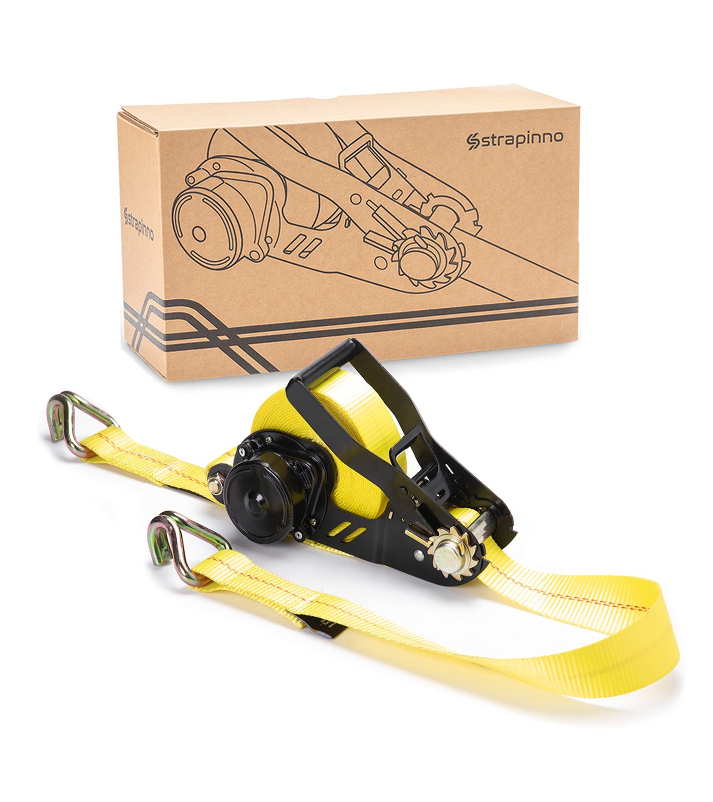 Retractable Ratchet Tie-Down Strap - 2 in x 27 ft Heavy-Duty Strap, 10,000 lb... gallery