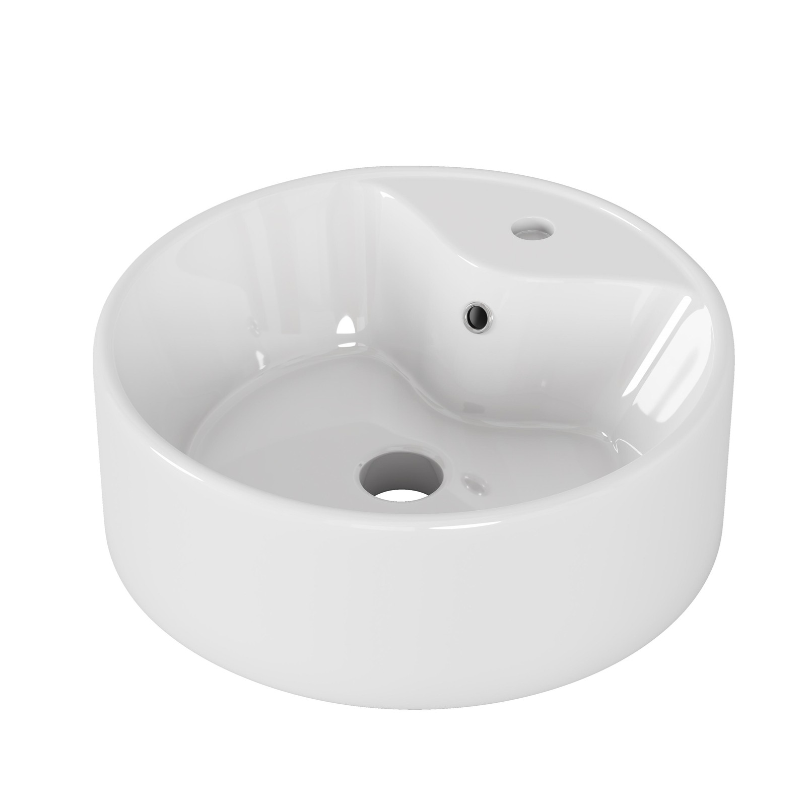 Bathroom Vessel Sink 15.7" x 5.7" Round Bowl Sink, Bathroom Countertop Round W gallery