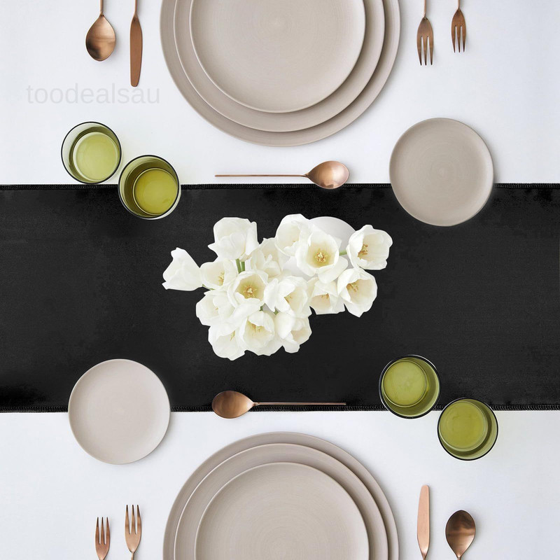10 Pack Satin Table Runner 12 x 108 Inch Long 12 x 108 inches, Black gallery