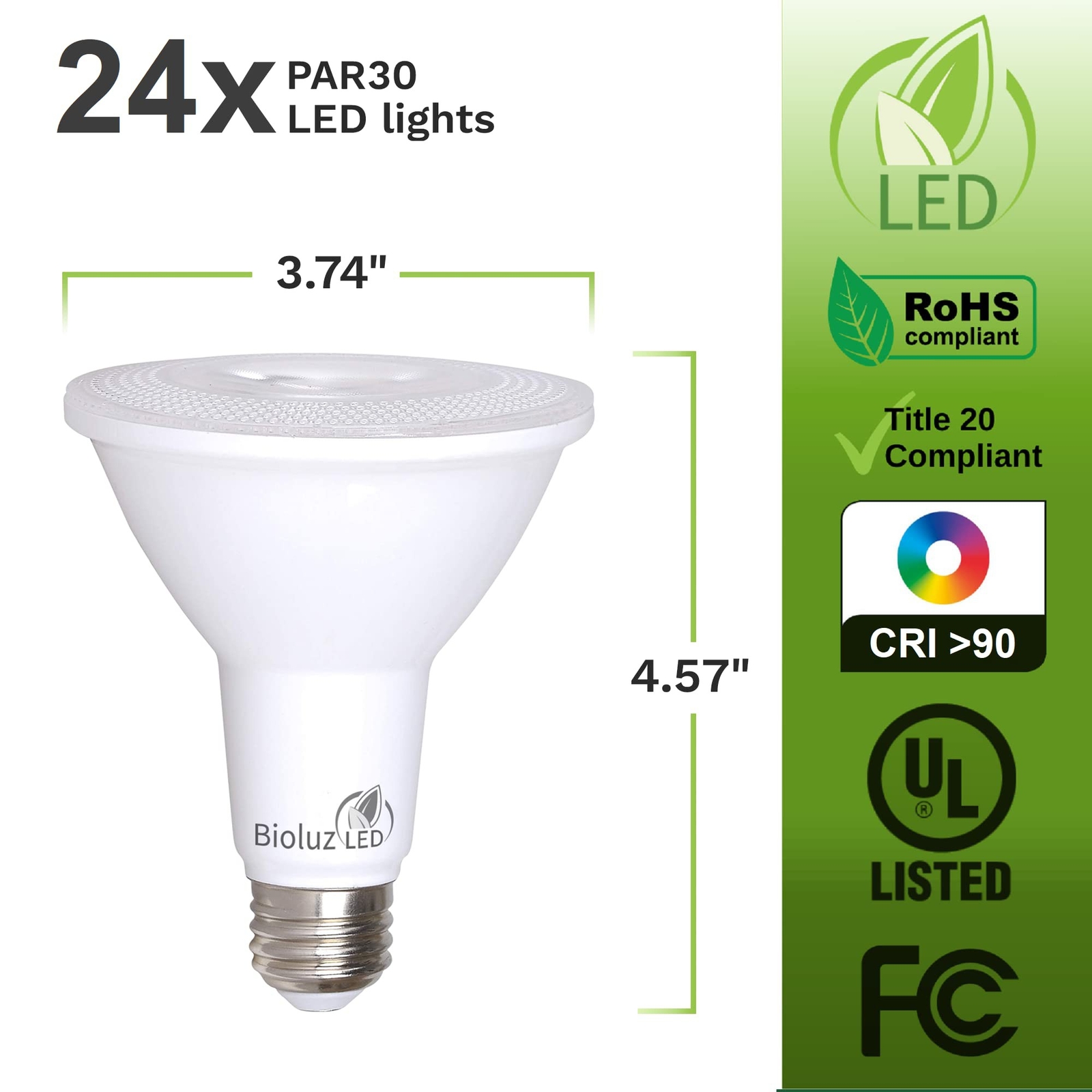 Bioluz LED 24 Pack PAR30 LED Bulb 90 CRI 10W = 100 Watt Replacement Daylight ... gallery