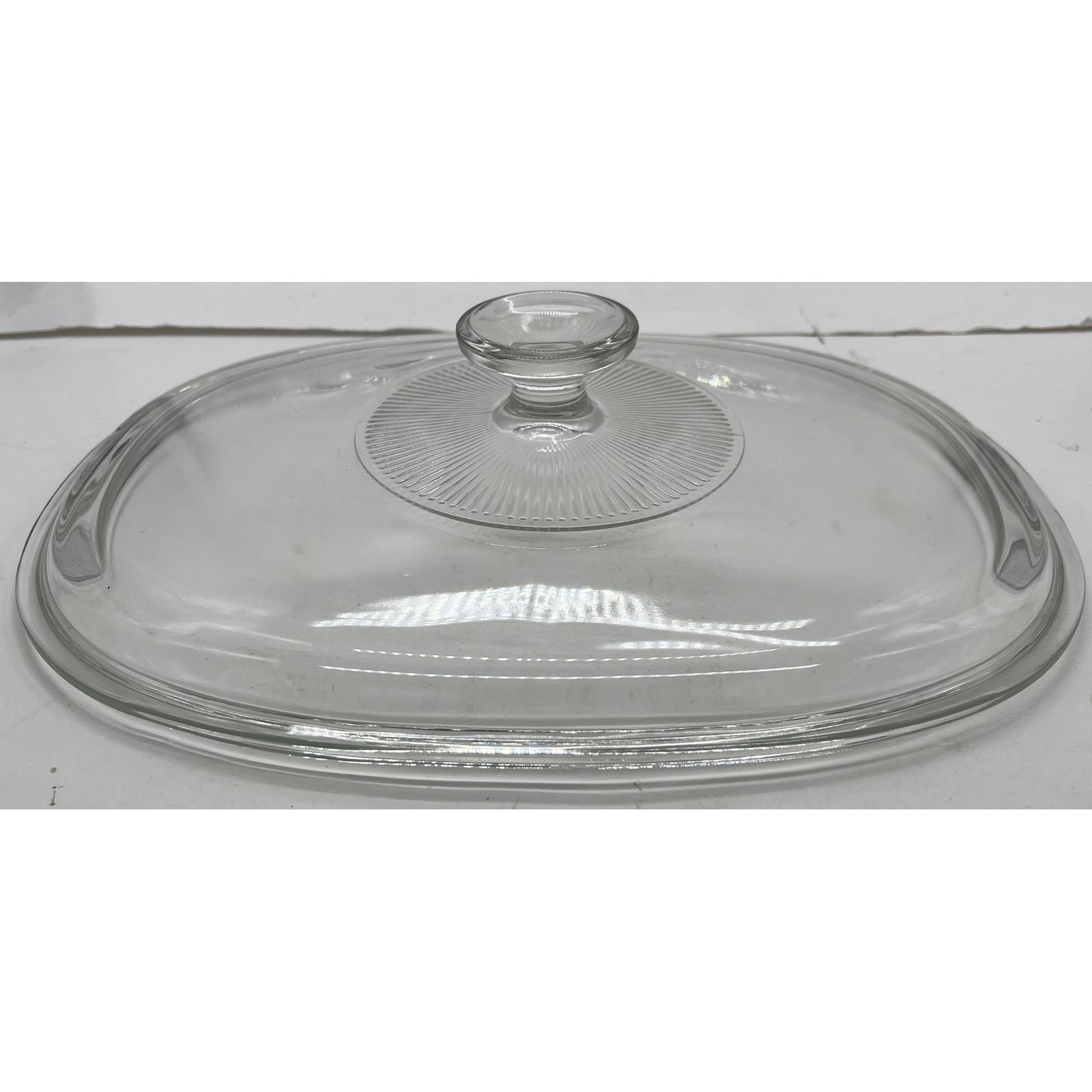 Pyrex DC1.5C Clear Glass Oval Casserole Lid Replacement Sunburst Knob 10.25in gallery