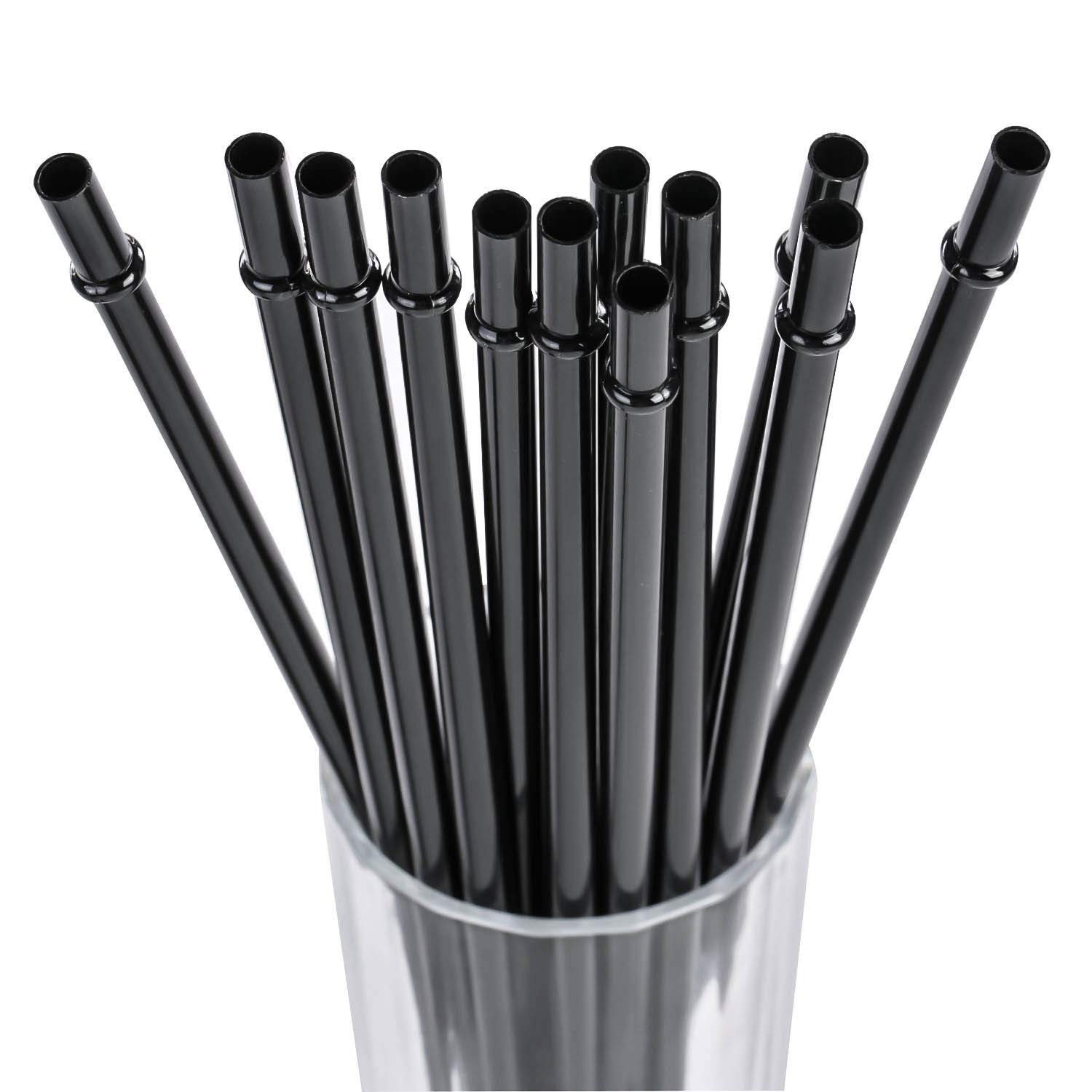 DAKOUFISH 13in Black Reusable Plastic Straws for 40 50oz Tumbler Mason Jar 12PCS gallery