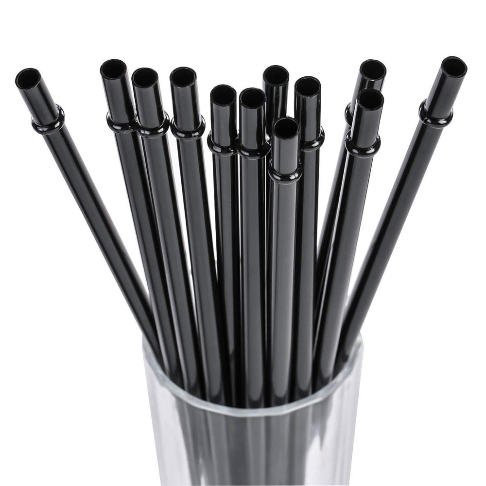 DAKOUFISH 13in Black Reusable Plastic Straws for 40 50oz Tumbler Mason Jar 12PCS