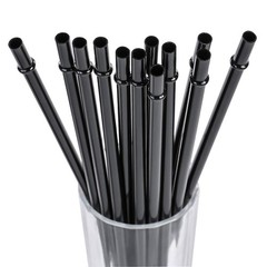DAKOUFISH 13in Black Reusable Plastic Straws for 40 50oz Tumbler Mason Jar 12PCS