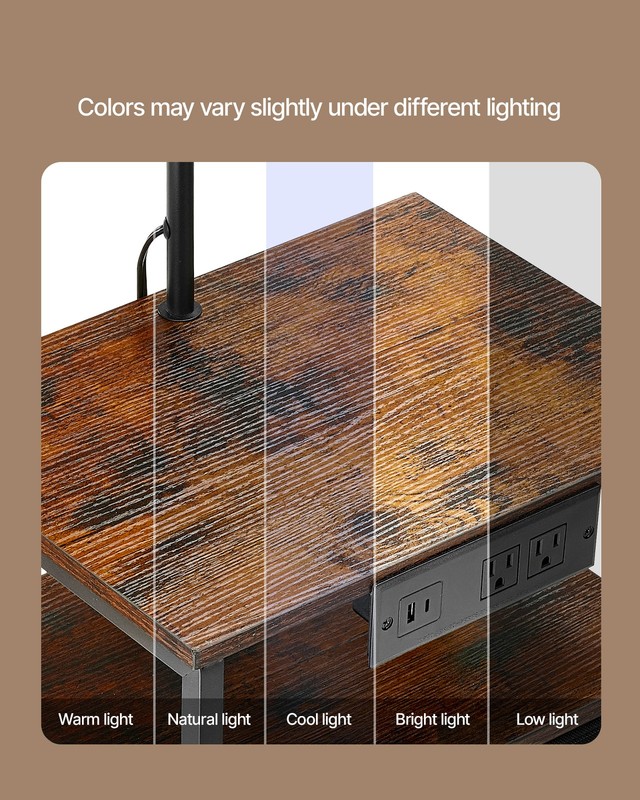 VEVOR Floor Lamp with Table 2-Tier End Table with 2 Drawers and 3 Color Lighting gallery