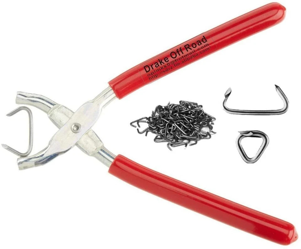 Hog Ring Pliers Kit With 100pcs Rings Tool Set For Seat Cover Upholstery Red New gallery