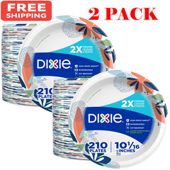 2 PACK – Dixie Disposable Paper Plates, 10″, Multi-Color, 210 Count