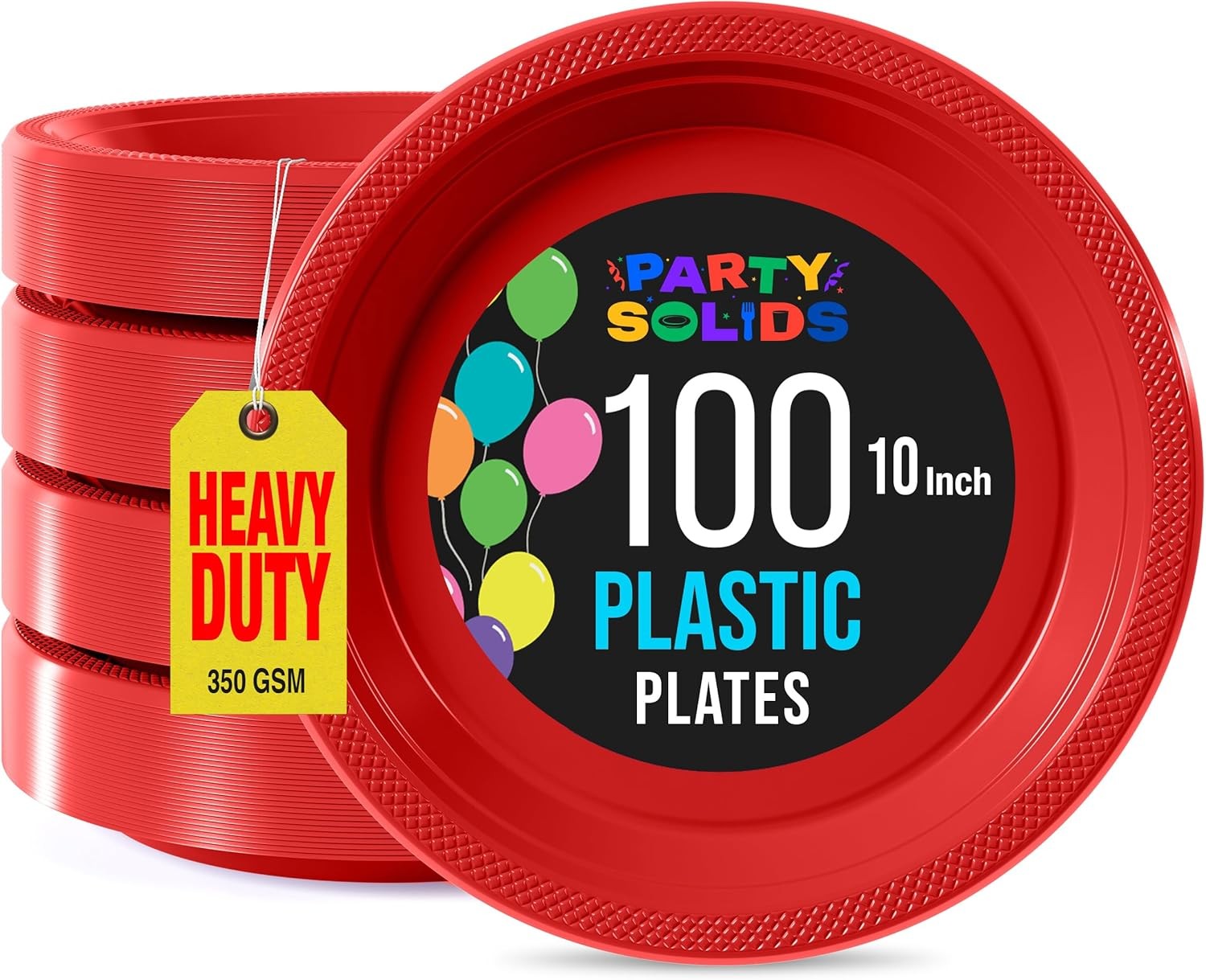 Party Solids Red Plastic Plates For Party 10" Red Disposable Plates For Party gallery