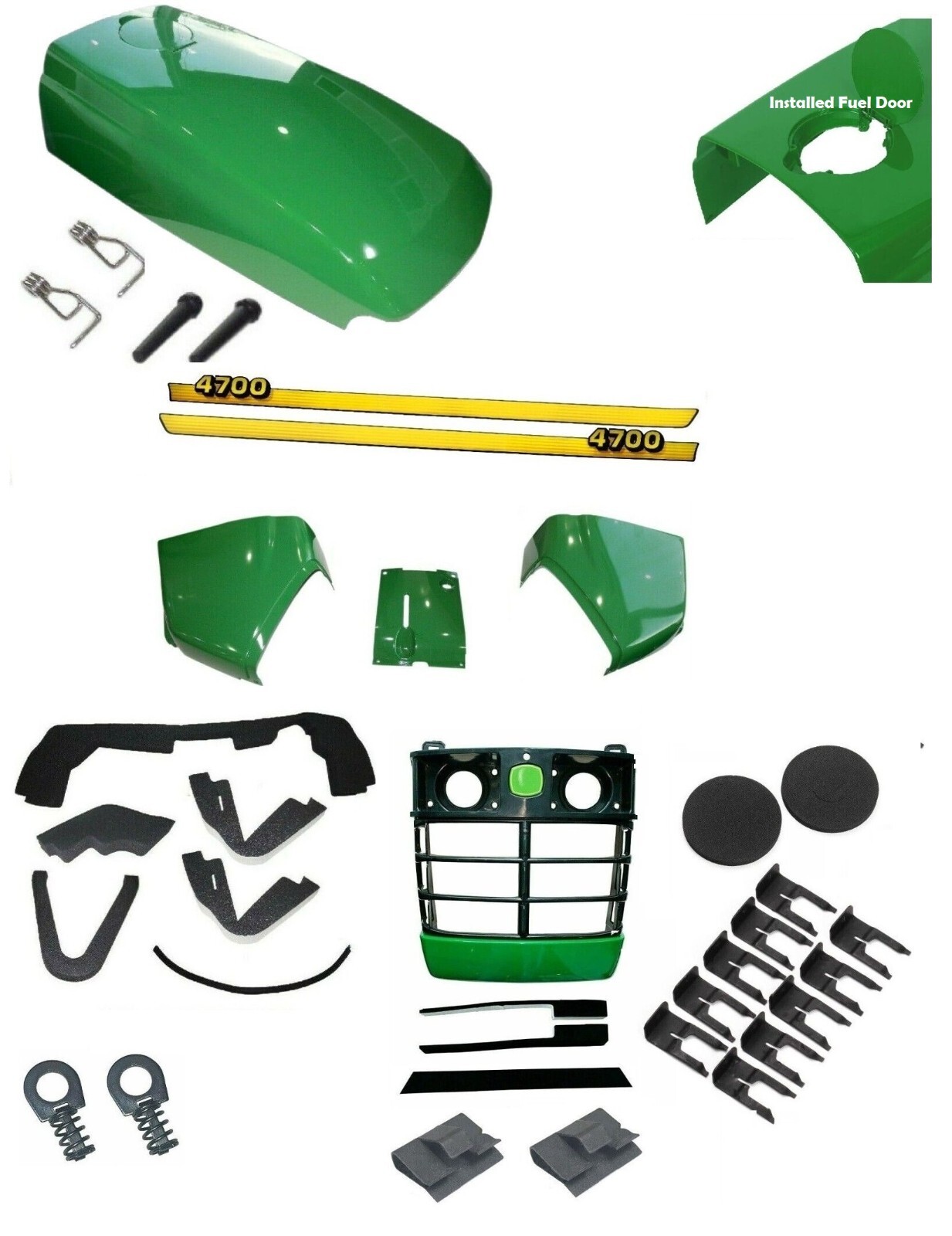 Grille/Upper Hood/Fuel Door Kit/Cowl Set/Mounting Seal Kit fits John Deere 4700 gallery
