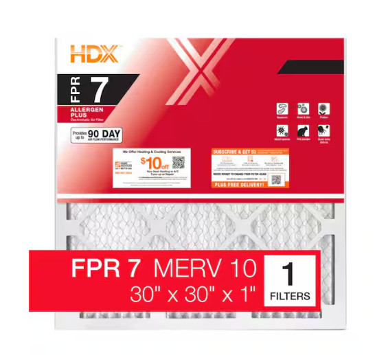 30 x 30 x 1 Standard Pleated Air Filter FPR 7, 1-Pack, Air Filters Replacement gallery