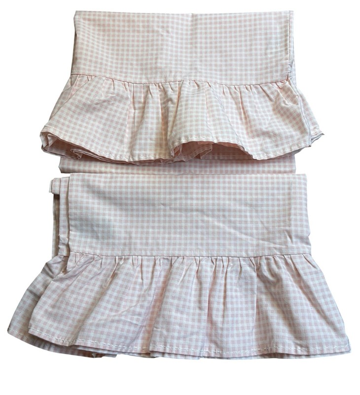 JCP Pillowcase Pair Ruffled Pink Gingham Smooth Touch Percale Standard 21x30 In gallery