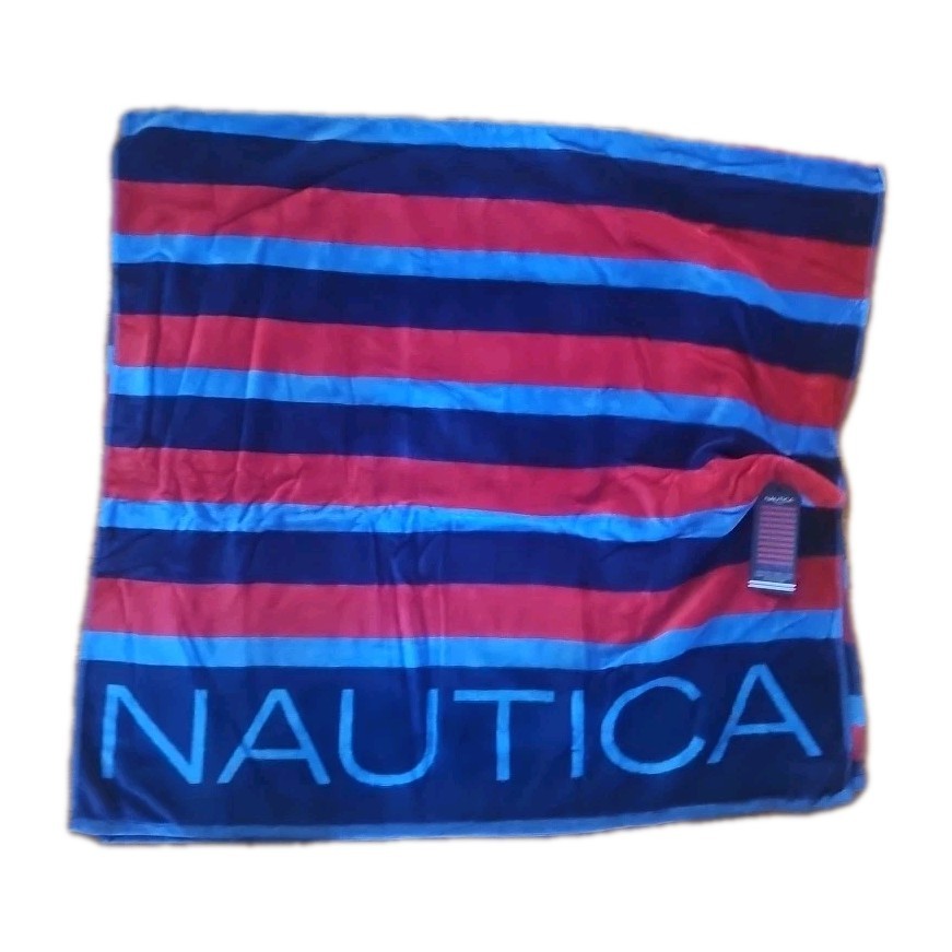 Nautica Beach XLarge Towel Striped Blue Red Navy 36" x 68" / 91cm x 173cm NWT gallery