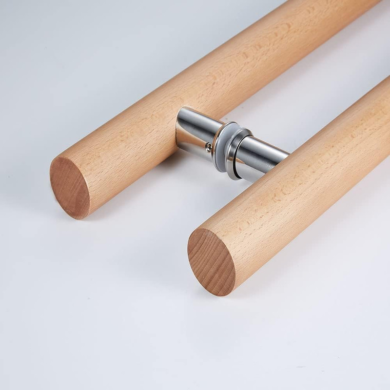 Glass Door Handle 304 Solid Connector, Wood Handle for Sauna Room, Double Sided gallery