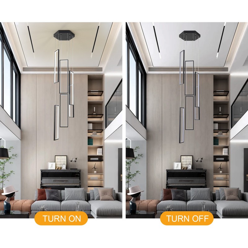 Modern Chandelier with Remote Control LED Contemporary Lighting Fixture 6 Rings gallery