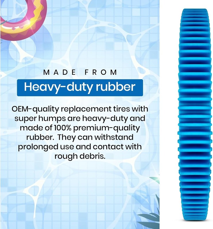 2 Pack Pool Cleaner Replacement Tires with Super Humps, Heavy Duty Rubber, Fi... gallery