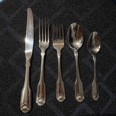 Oneida CLASSIC SHELL Stainless Flatware Silverware 5pc PLACE SETTING Cube