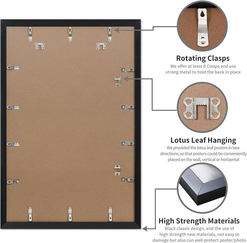 27x40 Black Poster Frame 4-Pack with HD Plexiglass for Wall Mounting gallery