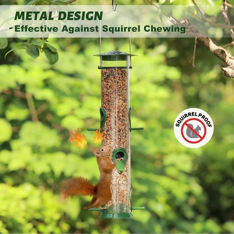 [2 Pack] Bird Feeder Squirrel Proof Bird Feeders for Outdoors Hanging, 6 Ports W gallery
