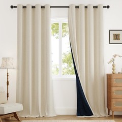 Blackout Curtains 84 Inch Length 2 Panels Set for Living Room, Grommet Linen-…