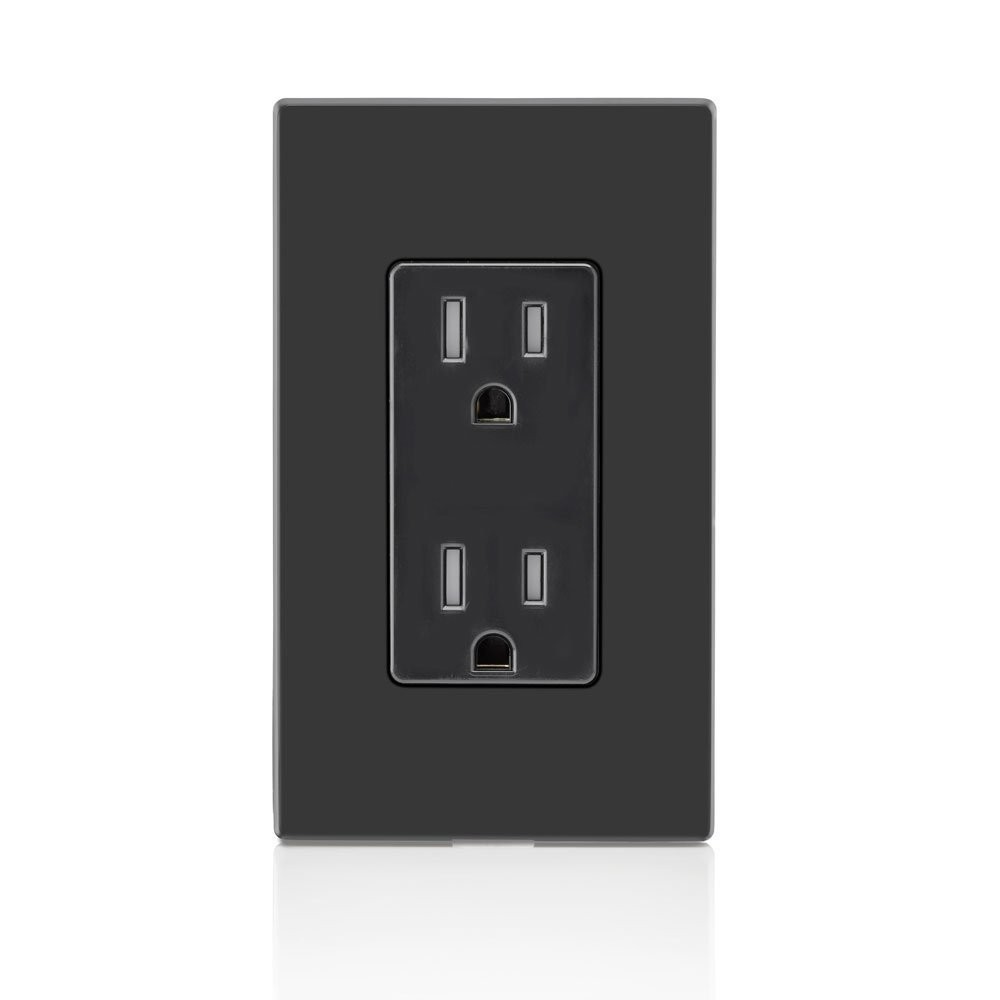 15 Amp Decora Tamper-Resistant Duplex Electrical Wall Outlet, , Black gallery