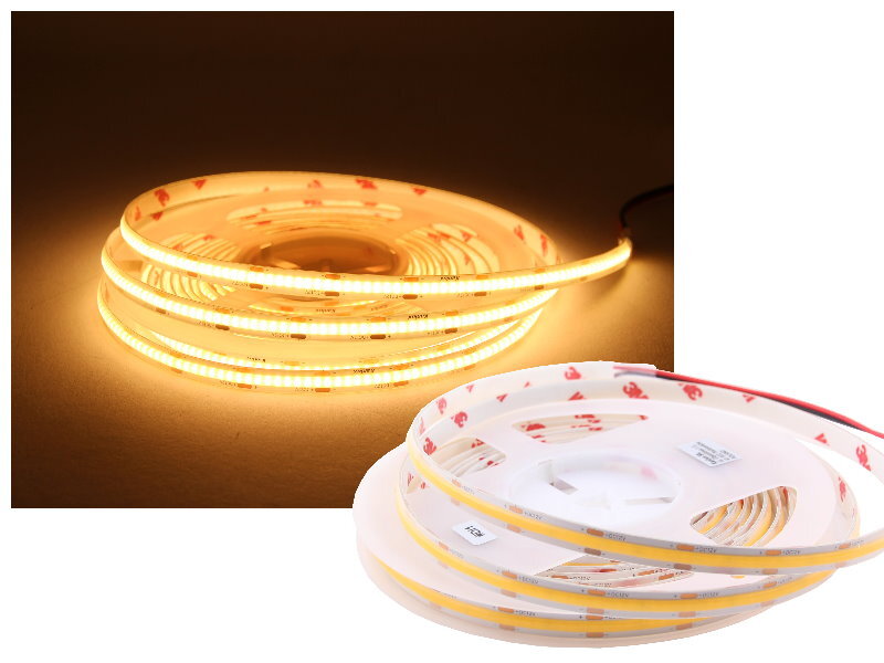 LED COB Strip Strip CRI90 IP65 320 LED/m 12V 8W/m 3400lm Warm White 5m Roll gallery