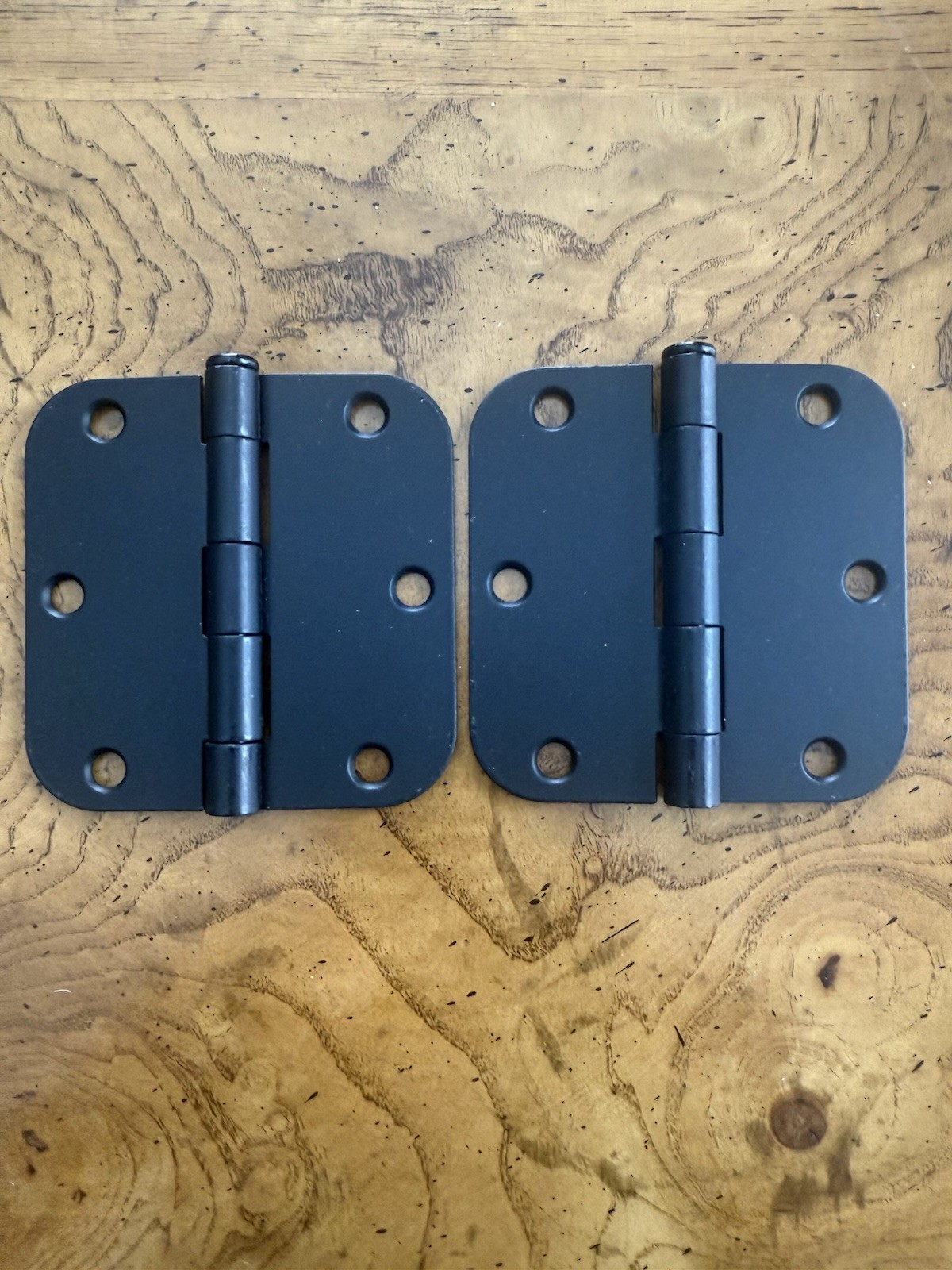 2 Pack Interior Matte Black Door Hinges Rounded 3 1/2” X 3 1/2” gallery