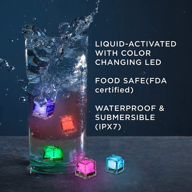 Light Up Ice Cube Liquid Sensor LED RGB fast flashing for Drinks Pond Wedding gallery