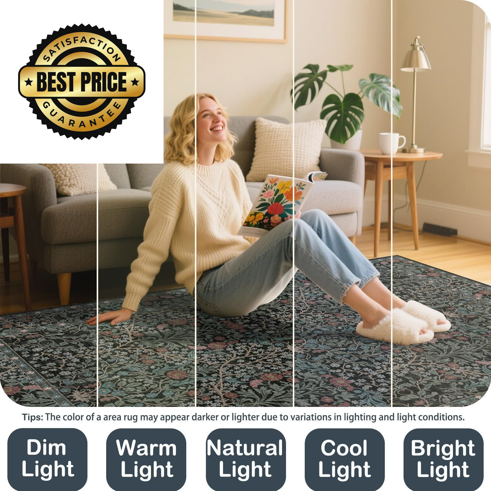 shinefly 2x3 Area Rug Washable Entry Rug, 2' x 3' (Rectangular), Dark Green gallery