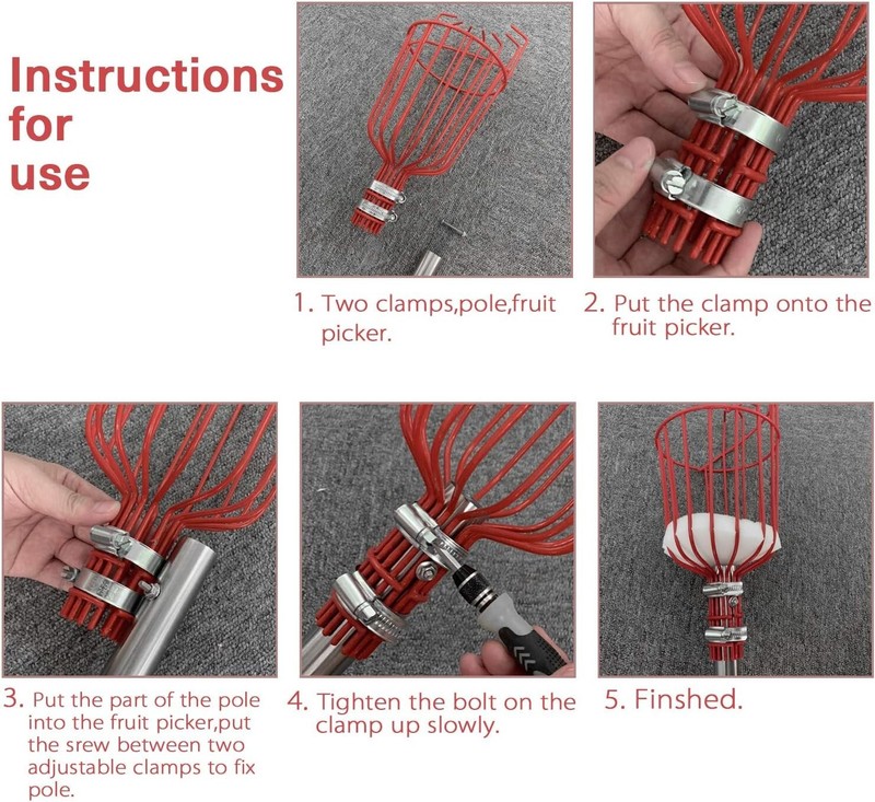 COCONUT Fruit Picker Tool, Fruit Picker with Basket and Pole Easy to Assemble gallery