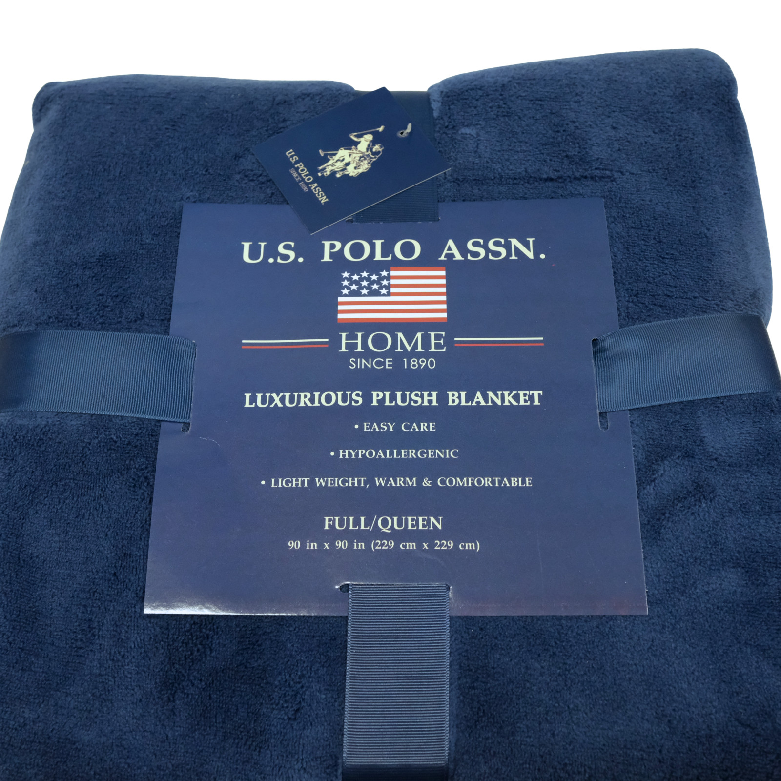 US POLO ASSN Luxurious Plush Blanket Full/Queen (90in x 90in) Navy Blue gallery