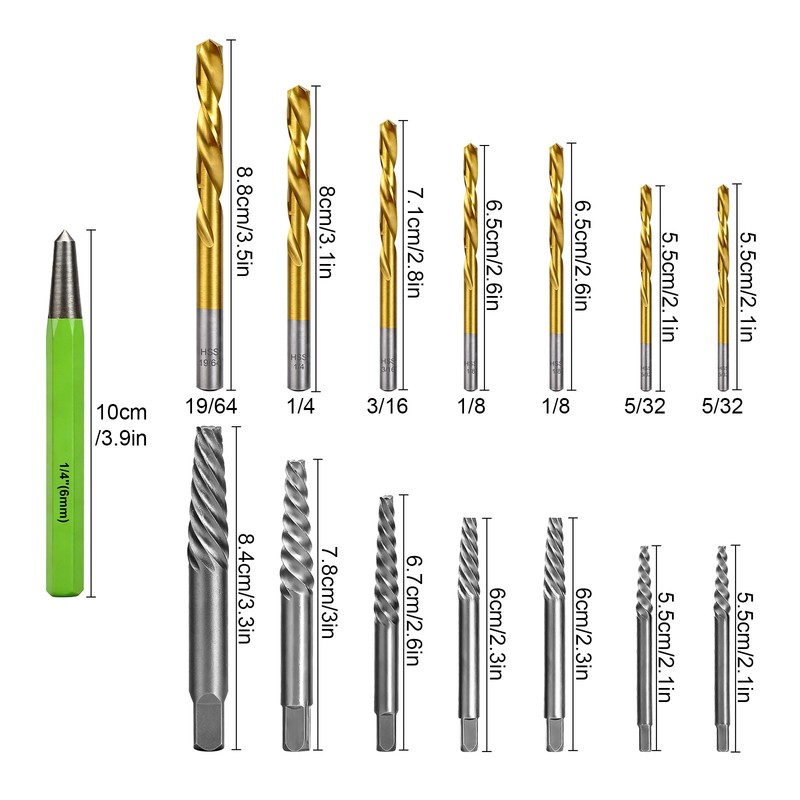 15x Screws Bolt Extractor Set W/ Reverse Drill Bit Ez Out Stripped Screw Nut Set gallery
