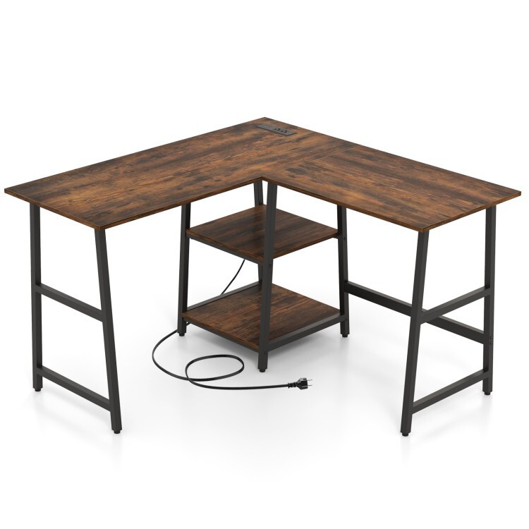 Home Office Desk Writing Table Computer Desk L-Shaped Corner w/Storage Shelves gallery