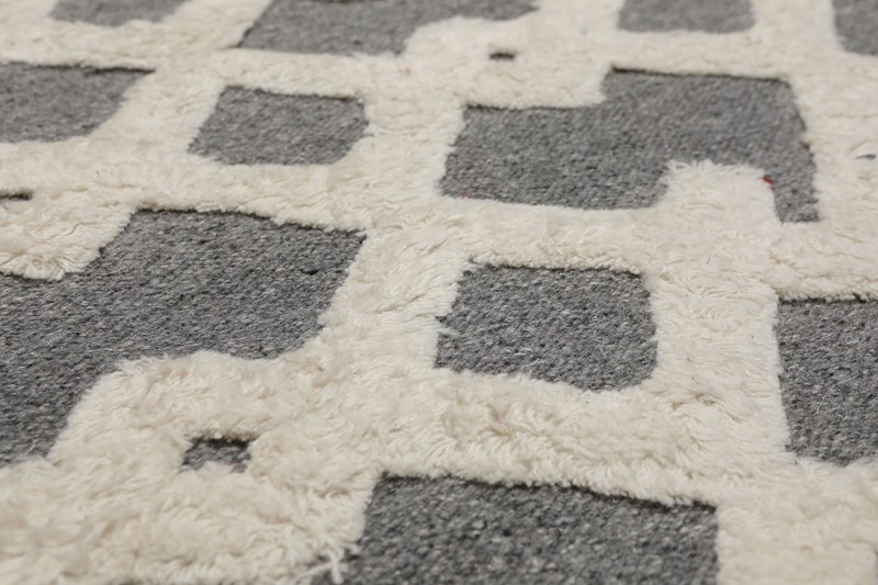 5'3" x 7'5" Handmade 100% Wool High Low Pile Area Rug Contemporary Gray gallery