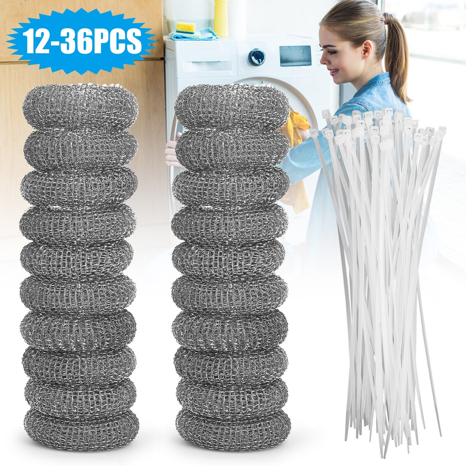 36× Washing Machine Lint Mesh Ties Washer Filter Drain Trap Hose Screen Snare US gallery