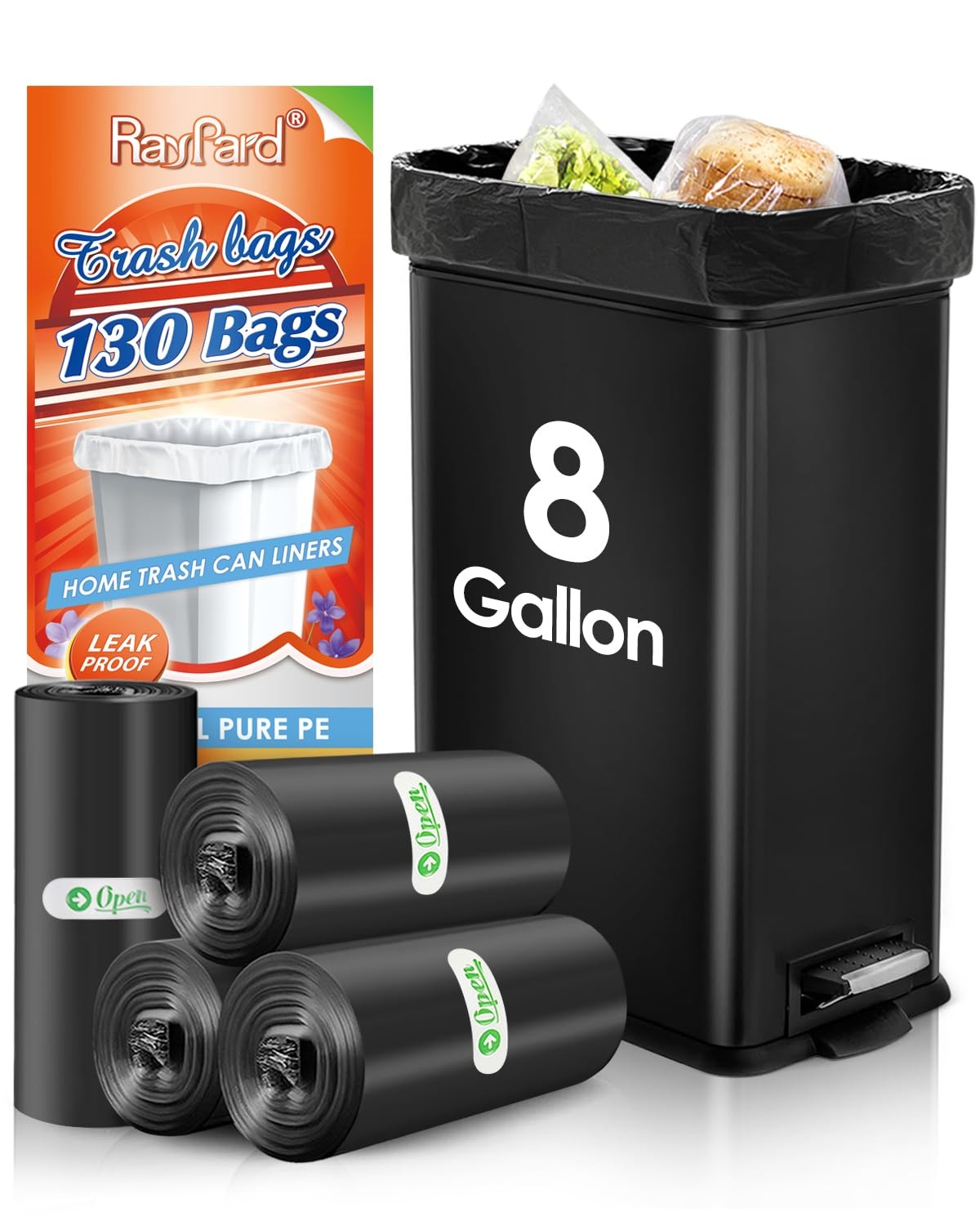 8 Gallon 130 Counts Strong Trash Bags Garbage Bags by , Fit 30 Liter Kitchen gallery