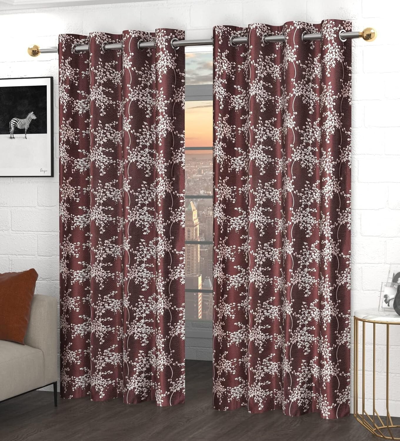 New 2 Piece Eyelet Polyester Door Curtain Set - 7 feet gallery