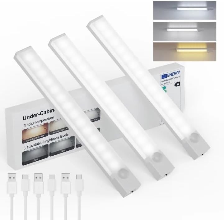 Under Cabinet Lighting 8 Inches Rechargeable Motion Sensor Light Indoor, 3 Packs gallery