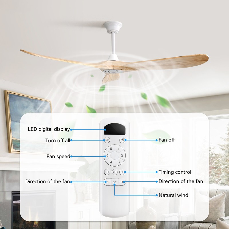 Home Decorators Solid Wood Blades 60inch Ceiling Fan,No Lights,Remote 6+1 Speeds gallery