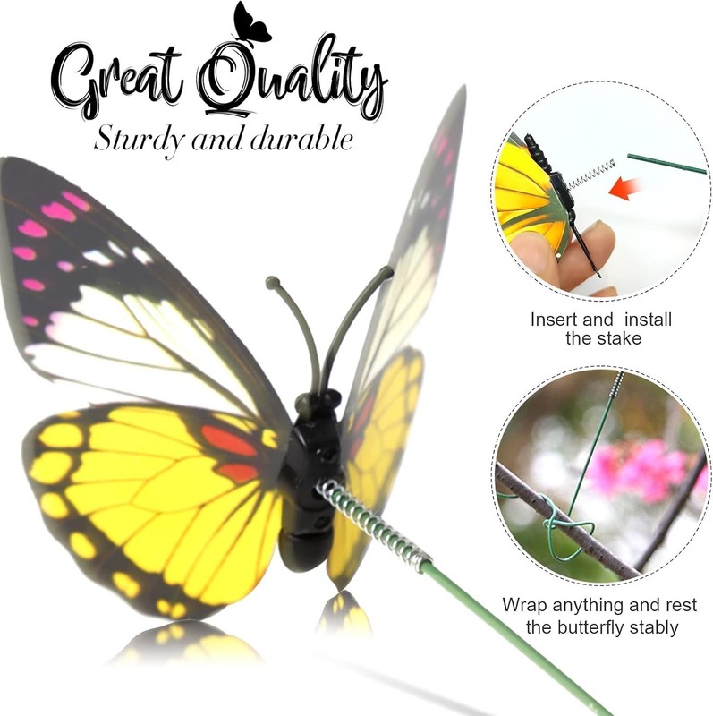 Vibrant 40 Pcs Butterfly Garden Stakes - Lifelike Decorations for All Seasons gallery