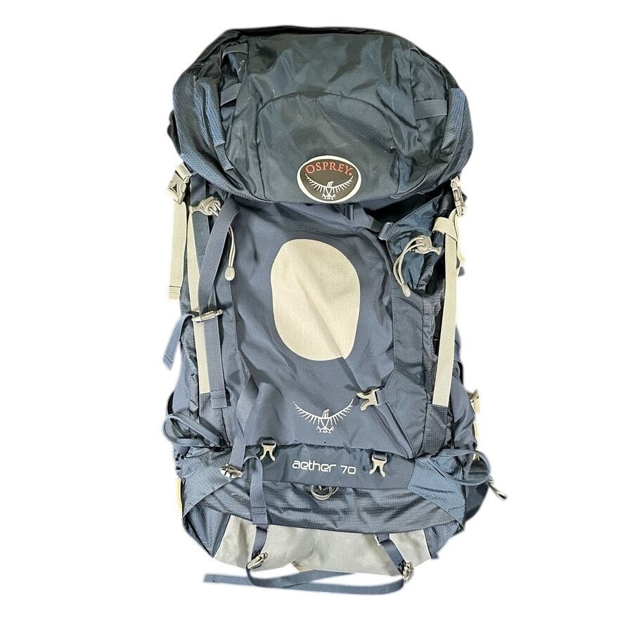 OSPREY AETHER 70 Pack Backpack Large Hiking Backpacking Airspace Frame Blue Gray