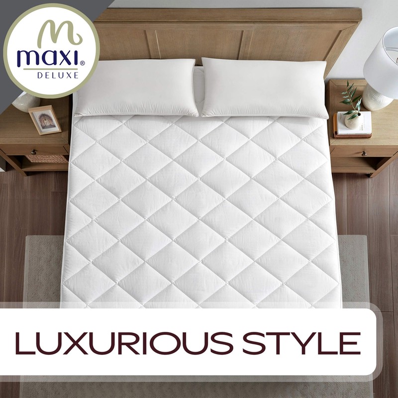 Maxi 100% Cotton Breathable Down Alternative Mattress Pad - White gallery