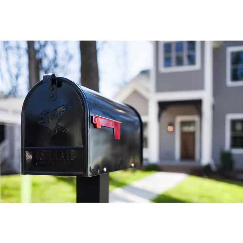 Heavy-Duty Large Jumbo Post Mount Rural Mailbox Galvanized Steel Package Balck gallery