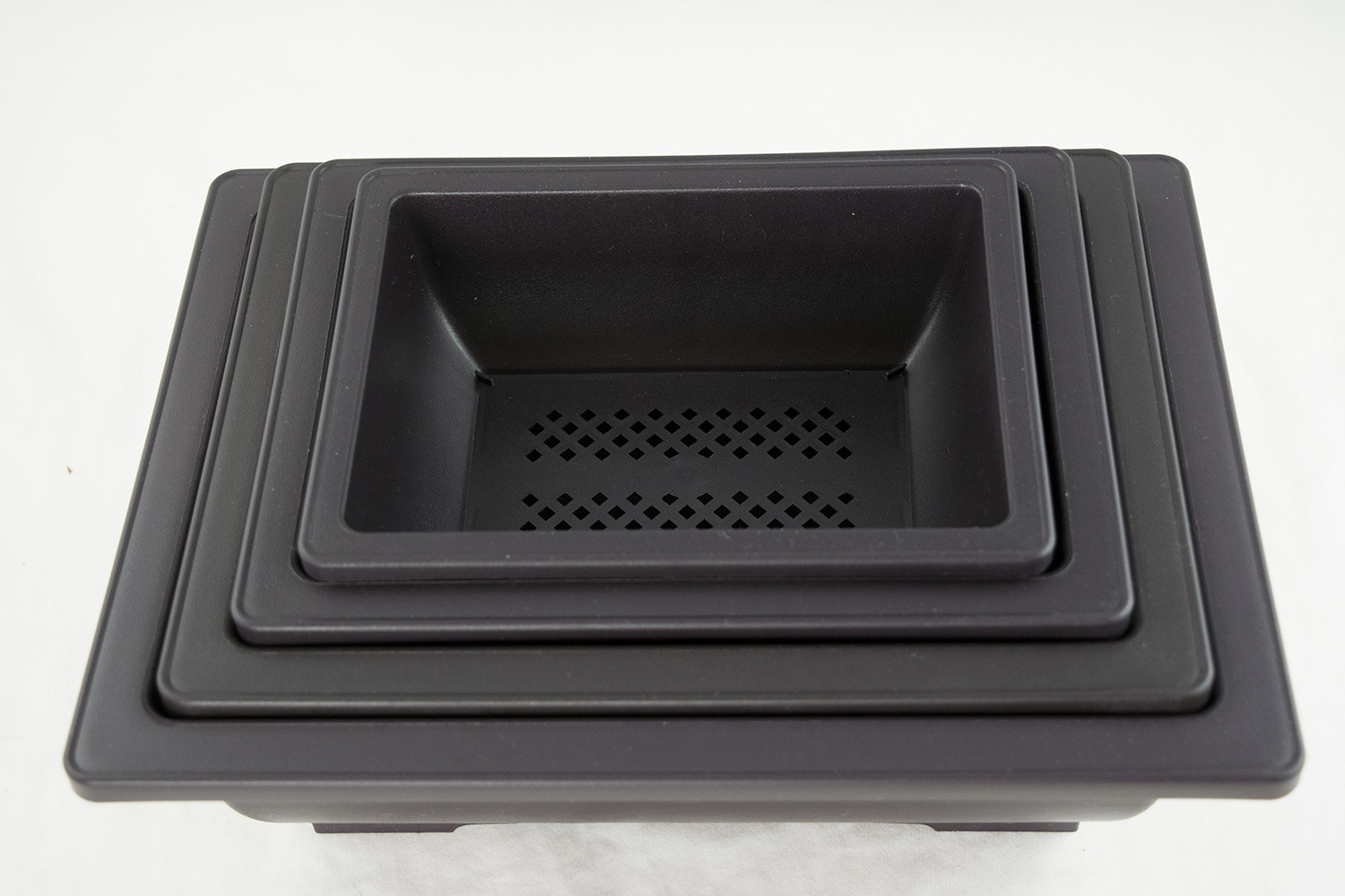 4 Mix 6.25"-10" Rectangular Plastic Bonsai, Cactus / Succulent Pot - Dark Brown gallery