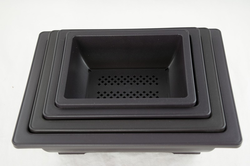 4 Mix 6.25"-10" Rectangular Plastic Bonsai, Cactus / Succulent Pot - Dark Brown gallery