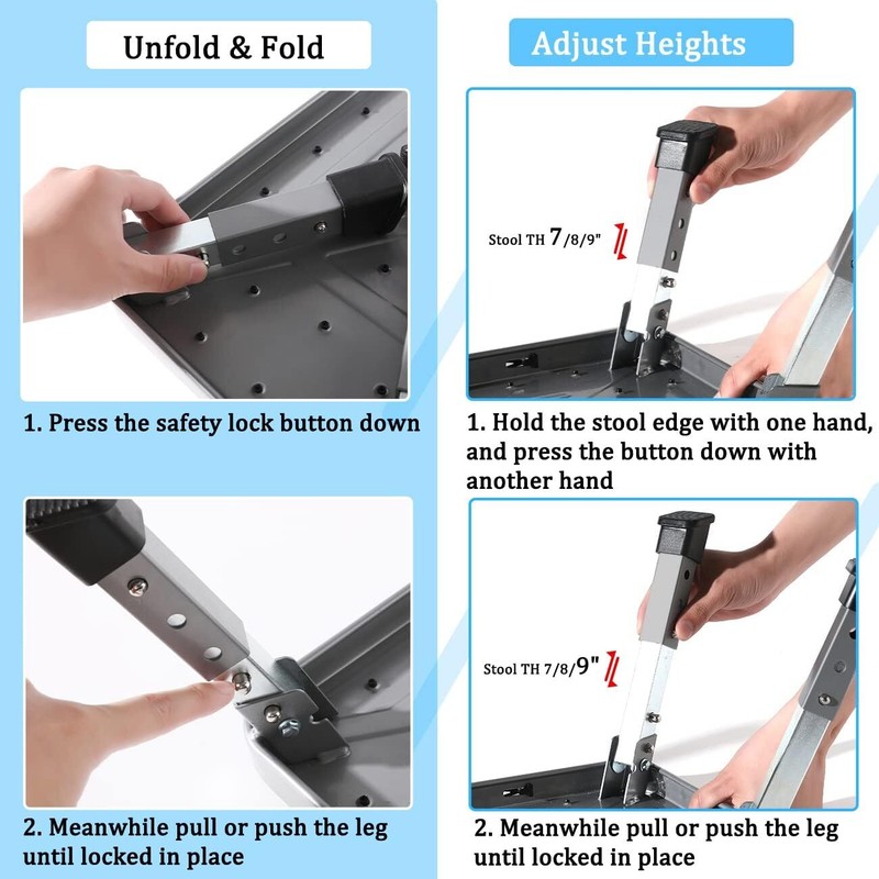 3 Levels Adjustable Folding Step Stools for Adults Sturdy Metal RV Step Stool gallery