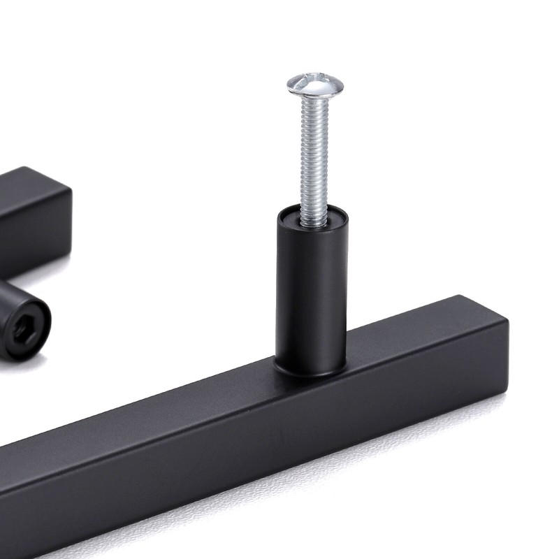Matte Black Square Modern Cabinet Handles Pulls Kitchen Drawer Stainless Steel gallery