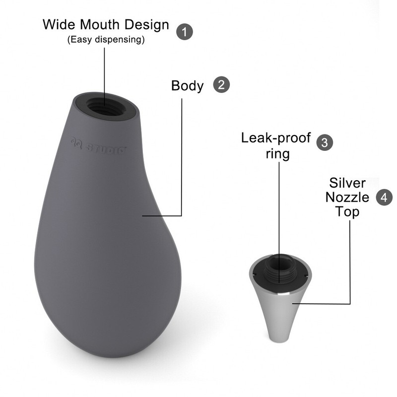 2pc QQ-Studio Gray Soft Silicone Squeezable Liquid Hand Soap Wash Dispenser gallery